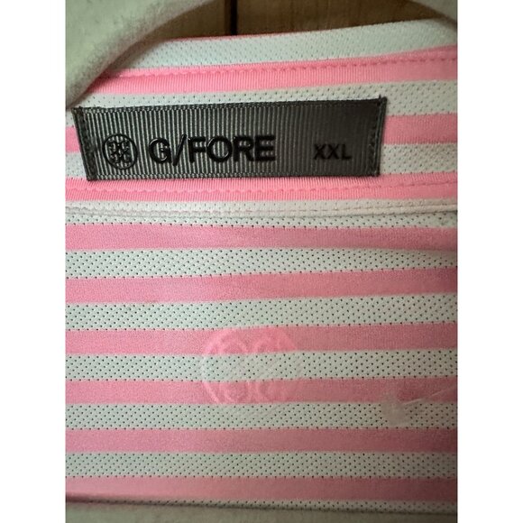 G/Fore Shirt Men SZ XXL Pink White Stripe Golf Polo Performance Comfort NWT - Picture 3 of 6
